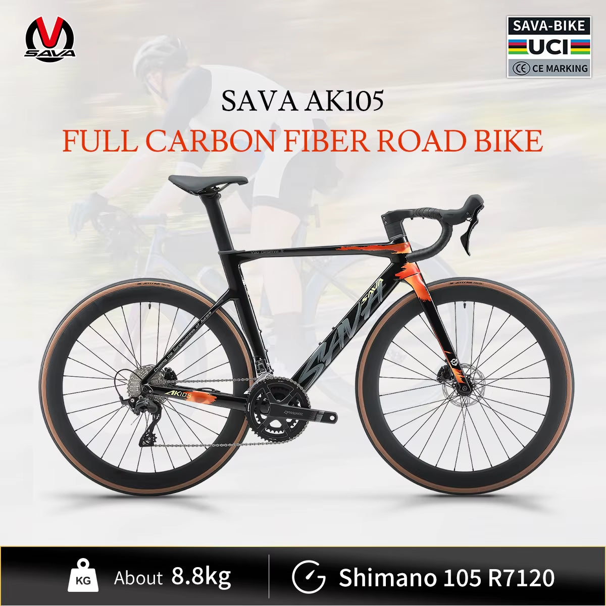 R08-7120 Full Carbon Fiber Road Bike 24 Speed with SHIMAN0 105 R7120 Kit 2*12 24 Speed Road Bike Race Bike