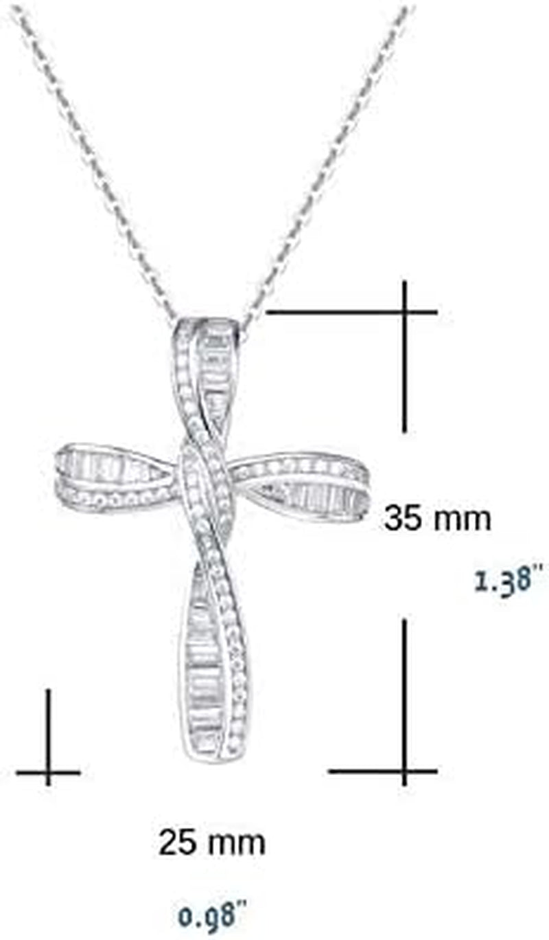 Cross Necklace for Women Sterling Silver Cubic Zirconia Twisted Cross Infinity Open Loop Pendant Gift for Women, 18" Extender