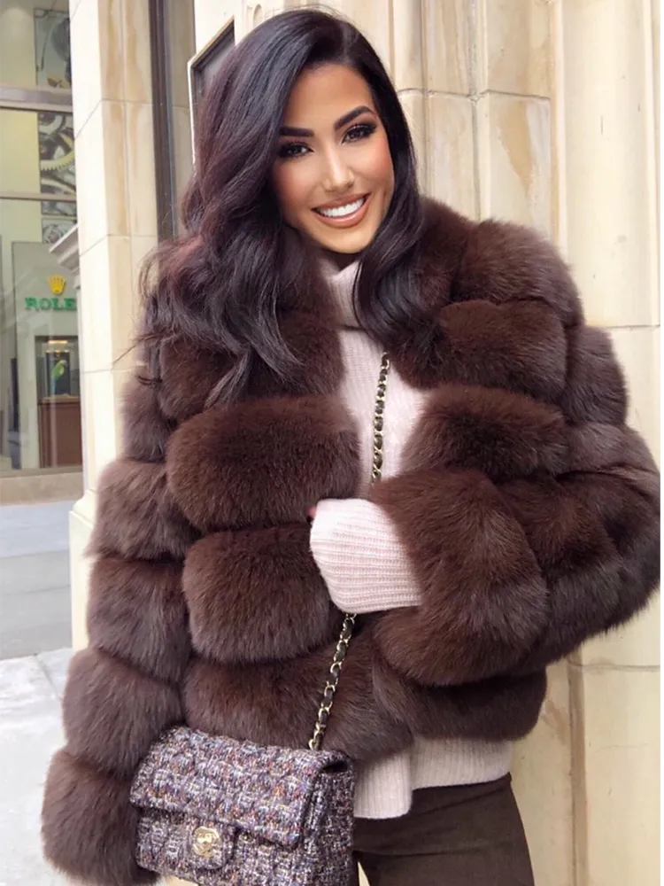 Winter Women's Jacket Real Fox Fur Coat