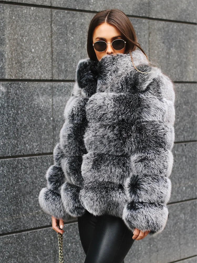 Winter Women's Jacket Real Fox Fur Coat