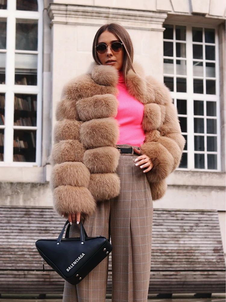 Winter Women's Jacket Real Fox Fur Coat