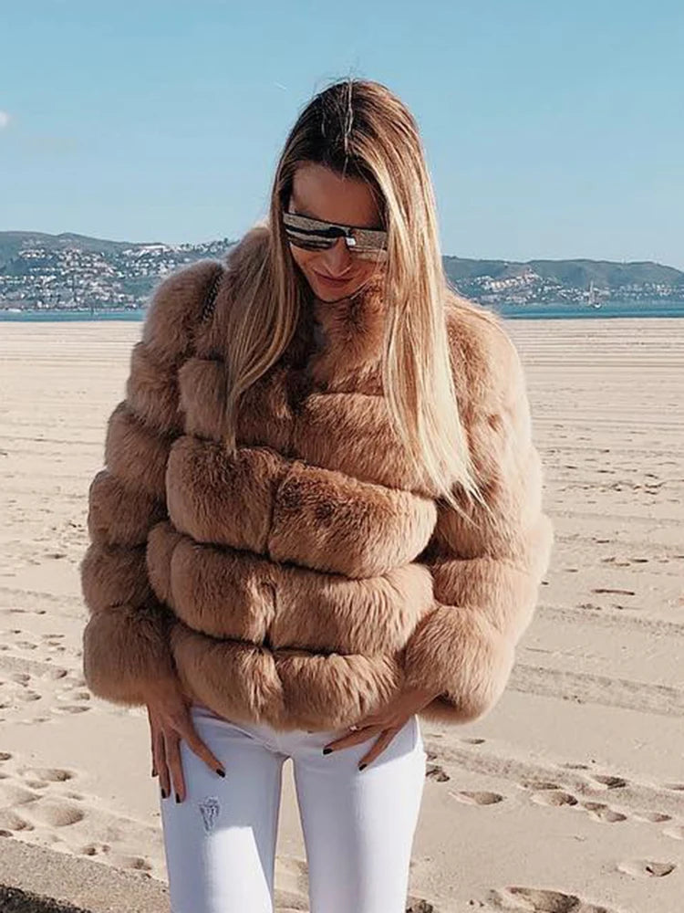 Winter Women's Jacket Real Fox Fur Coat