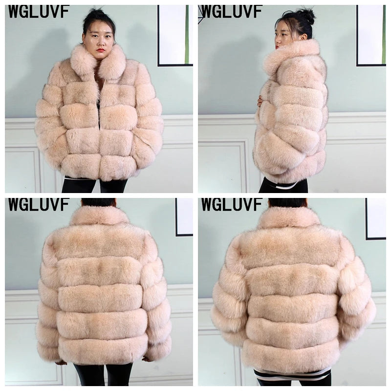 Winter Women's Jacket Real Fox Fur Coat