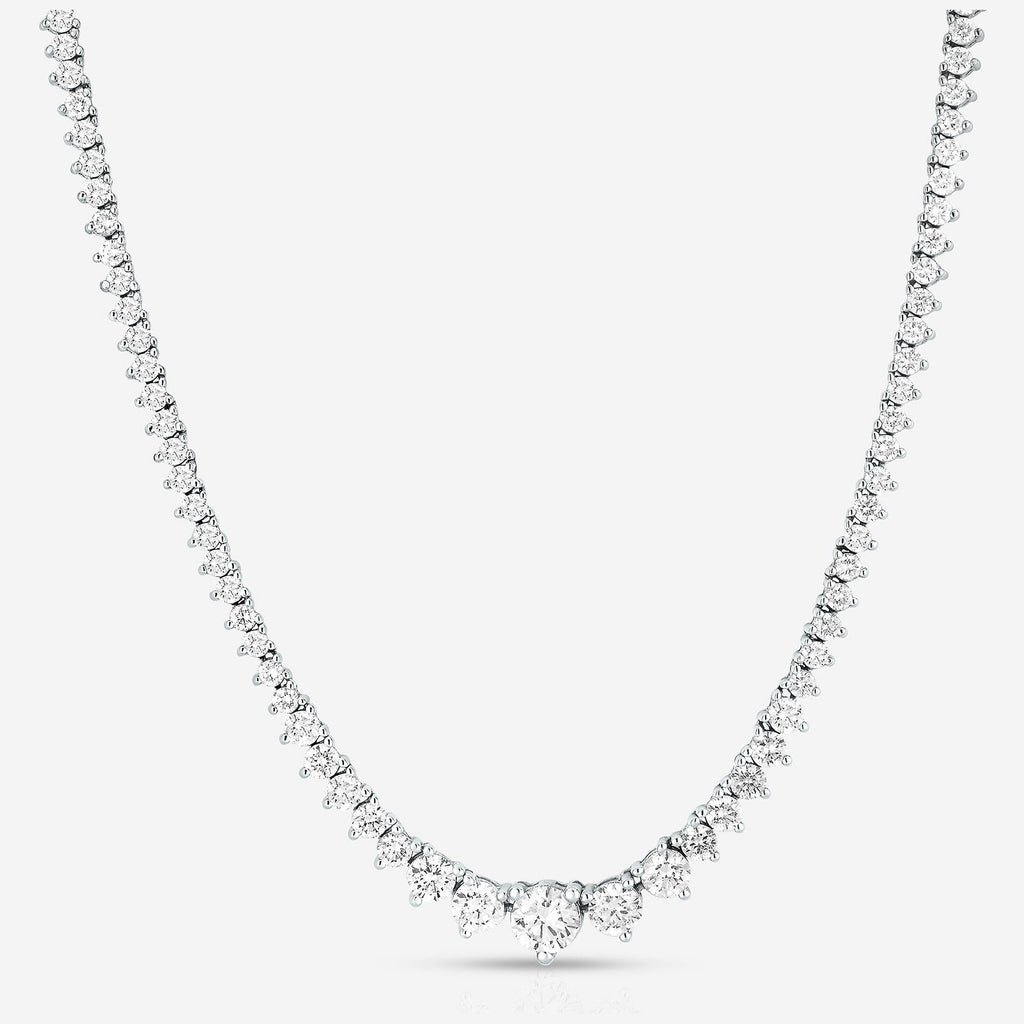 15 CTW Created Moissanite Graduated Tennis Necklace - G-H Color, SI Clarity