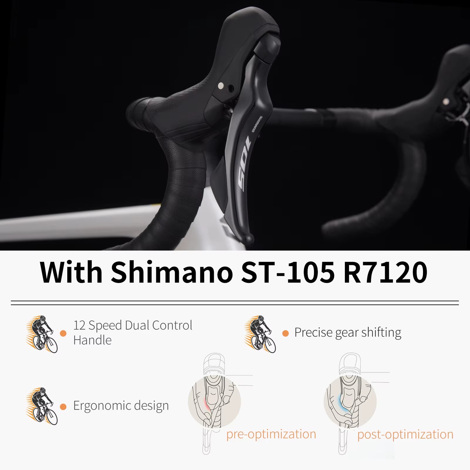 R08-7120 Full Carbon Fiber Road Bike 24 Speed with SHIMAN0 105 R7120 Kit 2*12 24 Speed Road Bike Race Bike